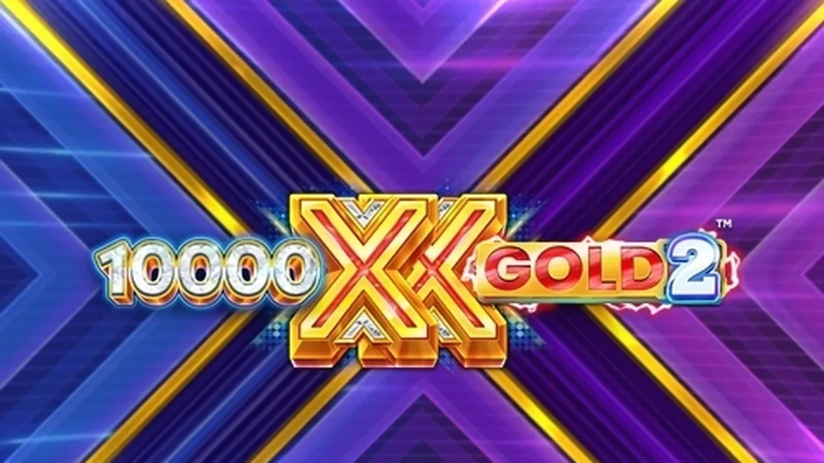 Interface do jogo de slot 10,000 X Gold 2 com símbolos dourados e multiplicadores