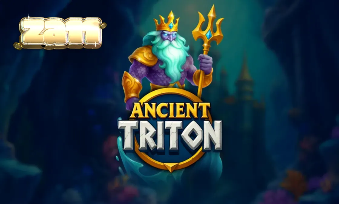 O deus Tritão em um cenário subaquático vibrante no slot Ancient Triton